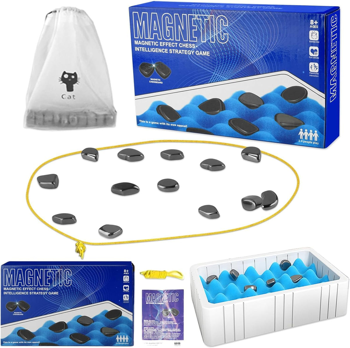 Magnetic Chess Game - Fun Tabletop Game Magnetic Strategy Game for Kids and Adults with Magnets Fun Tabletop Multiplayer Magnetic Chess Game Family Party Game (Rope + Sponge)
